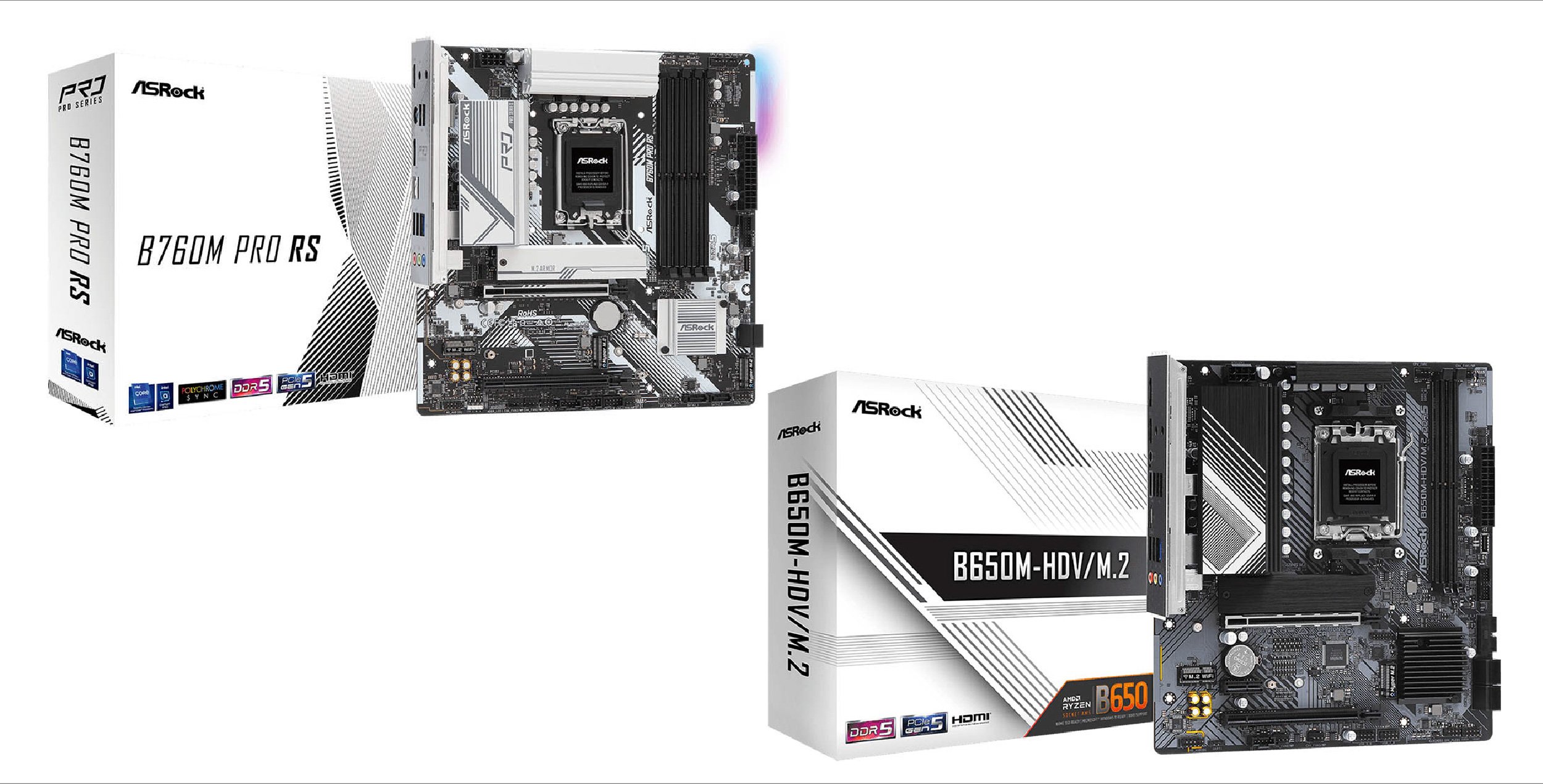 ASRockからIntel B760、AMD B650チップ搭載のMicro ATXマザーボードが